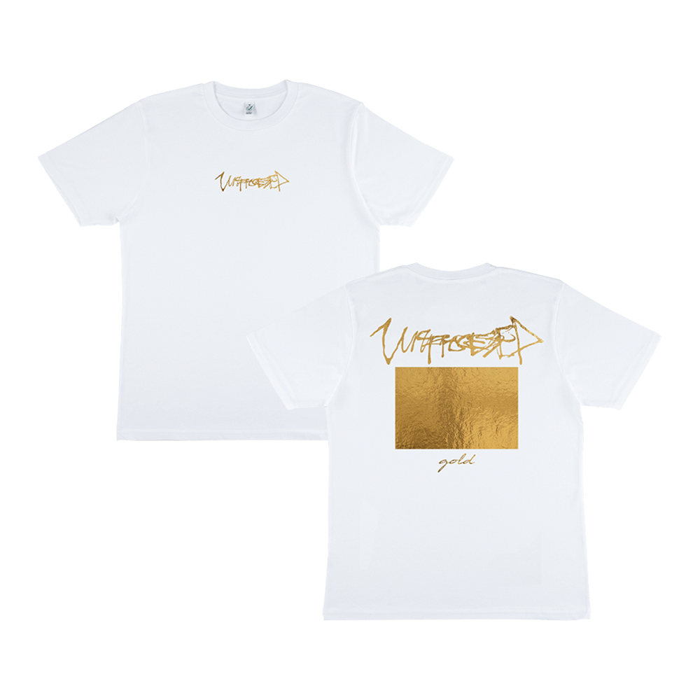 Unprocessed-GoldWhiteTee-Front+Back
